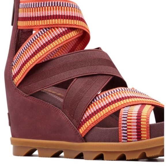 SOREL Joanie II Strap Stripes Sandal 6.5 Boho Platform Beach Vacation Maximalist - Picture 1 of 16